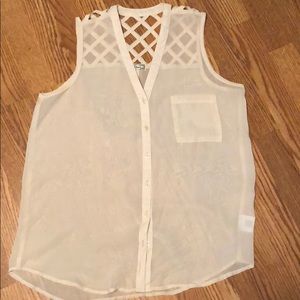 Sheer cream tank top